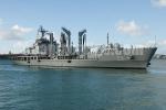 ID 6377 ROKS HWACHEON (AOE 59) a Cheonji-class fast combat support ship of the Republic of Korea Navy, sailing from Auckland following a successful three-day goodwill visit along with ROKS YANG MANCHOON (DDH...